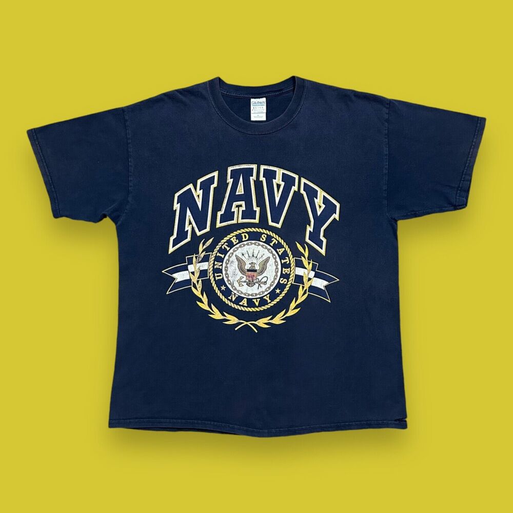 Vintage US Navy Shirt Thrashed Graphic Tee Military 90s y2k Short Sleeve XL